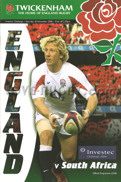 2006 England v South Africa  Rugby Programme